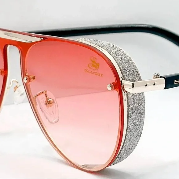 Stylish SAGII (sauh-jee) Pomegranate Red Aviator Sunglasses display picture 3
